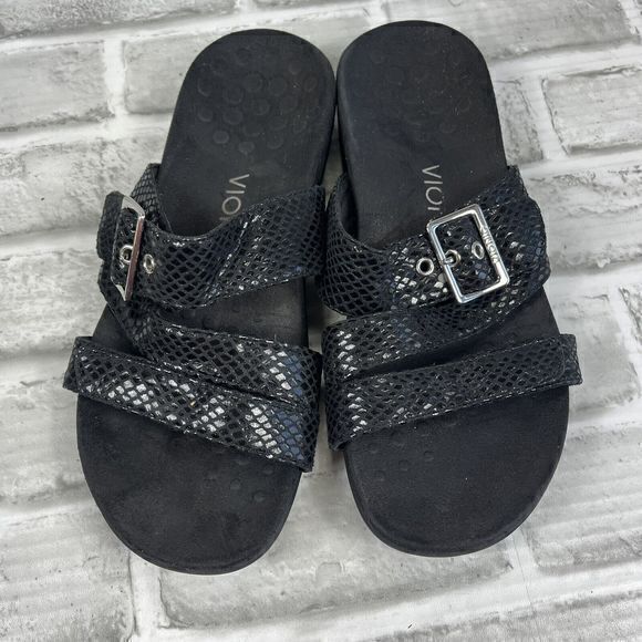Vionic Shoes - Vionic Skylar Orthaheel Women's Size 7 Black Slide Buckle Comfort Sandals